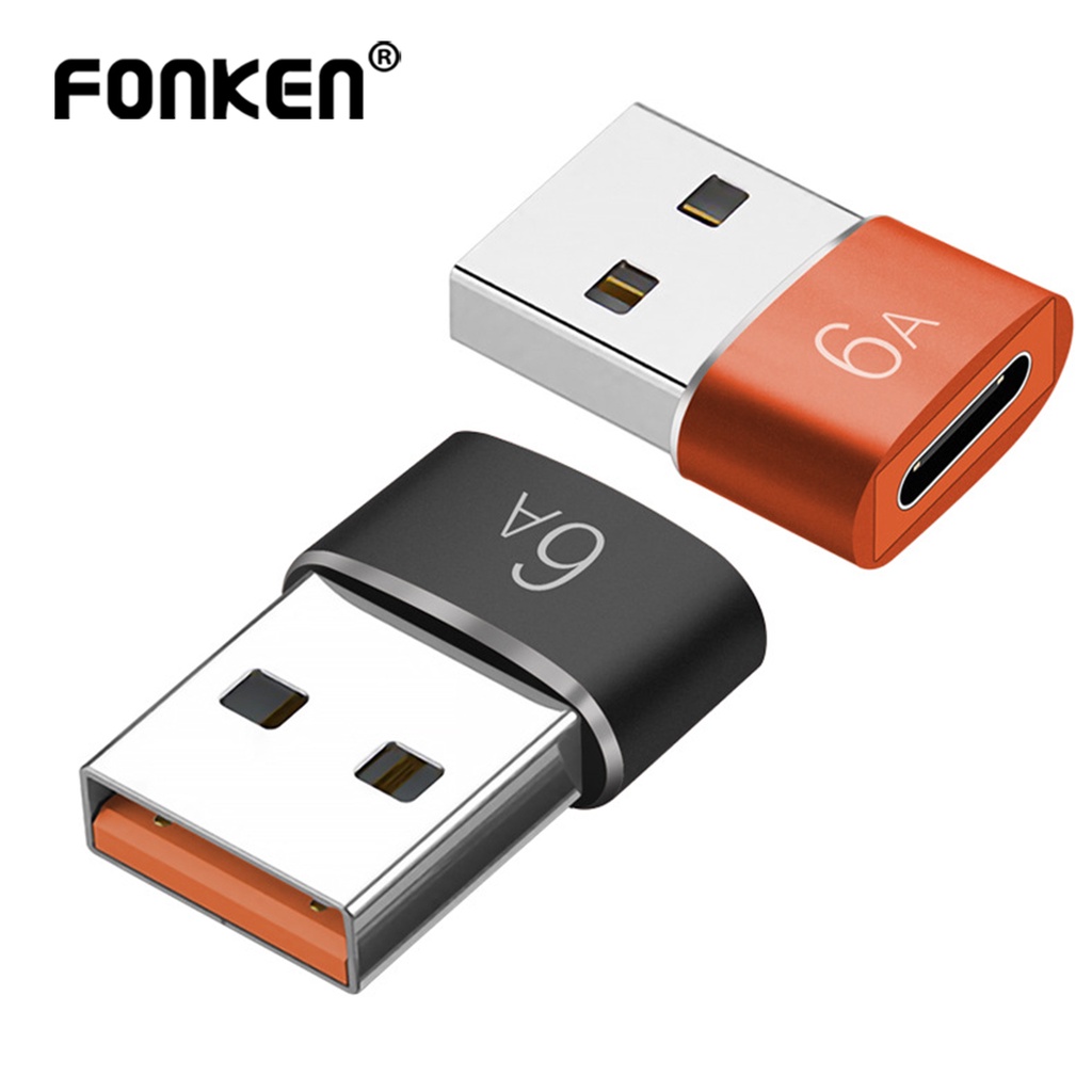 Đầu chuyển đổi Fonken USB sang cổng USB Type C OTG 6A thích hợp cho Macbook Samsung Huawei