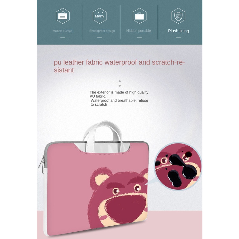 Túi Đựng Bảo Vệ Laptop 52Cm 47 cm 53 cm Họa Tiết Chú Gấu / Dâu Tây Dễ Thương Cho Nữ