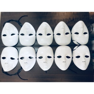 10 cái mặt Nạ nhựa trắng trơn - 10 cái mặt nạ màu trắng halloween