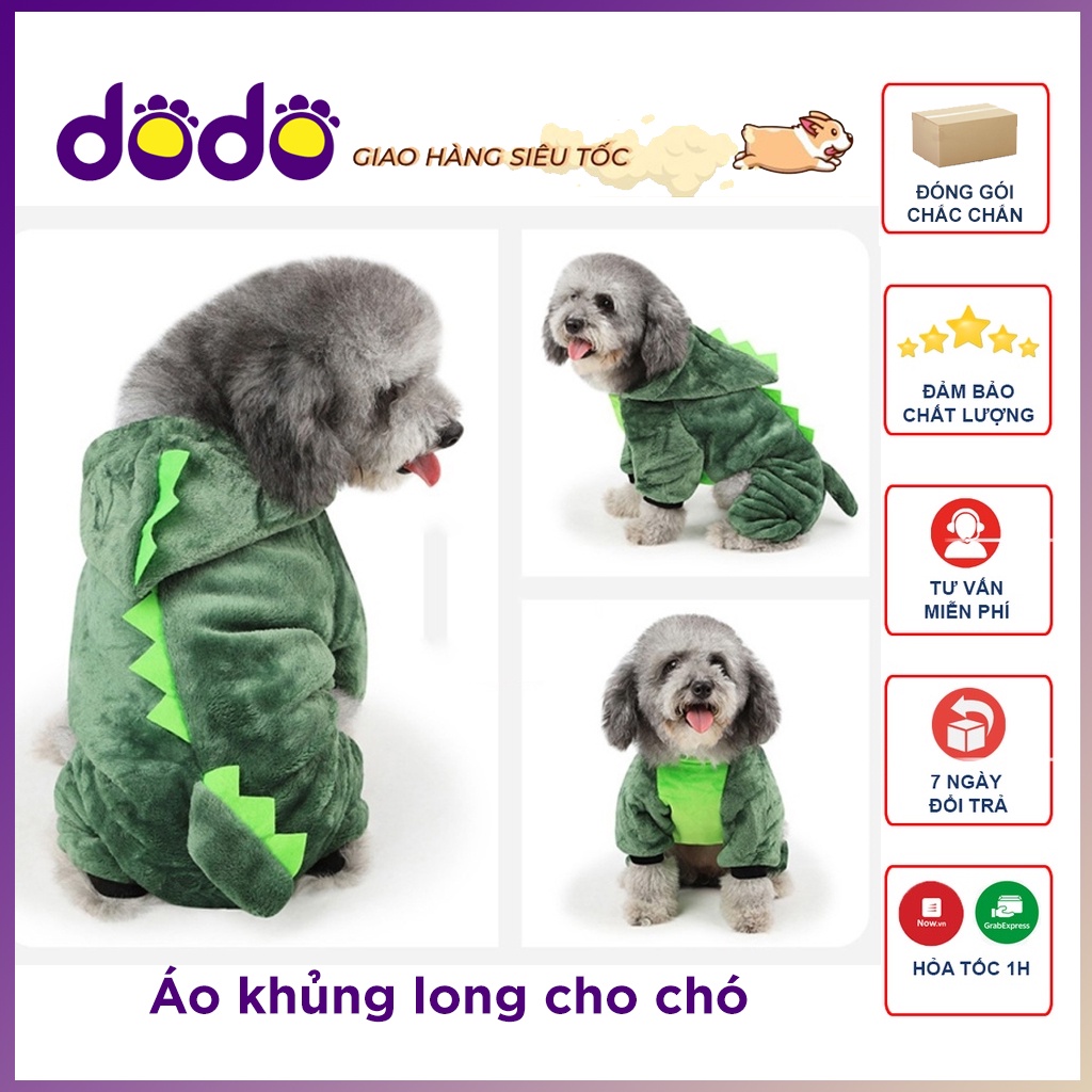 Áo cho chó mèo mùa đông lông khủng long cute - Quần áo chó con, chó lớn, chó poodle