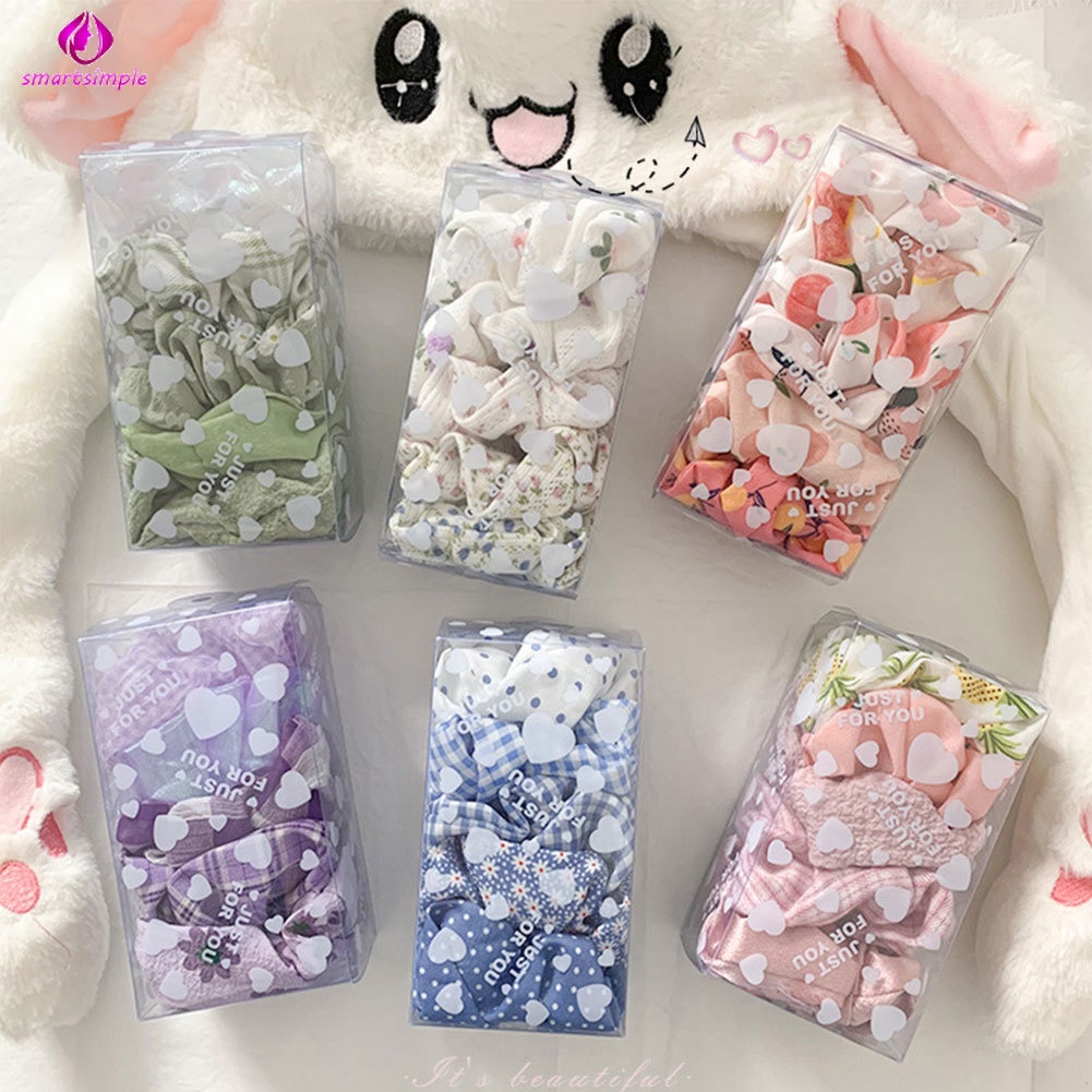 Set 5 Dây Cột Tóc Co Giãn Họa Tiết Trái Cây Màu Sắc Ngọt Ngào Xinh Xắn