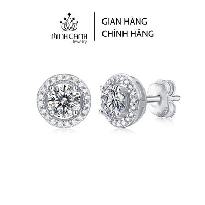 Khuyên Tai Bạc Nữ Dạng Viền Tròn Đính Đá - Minh Canh Jewelry