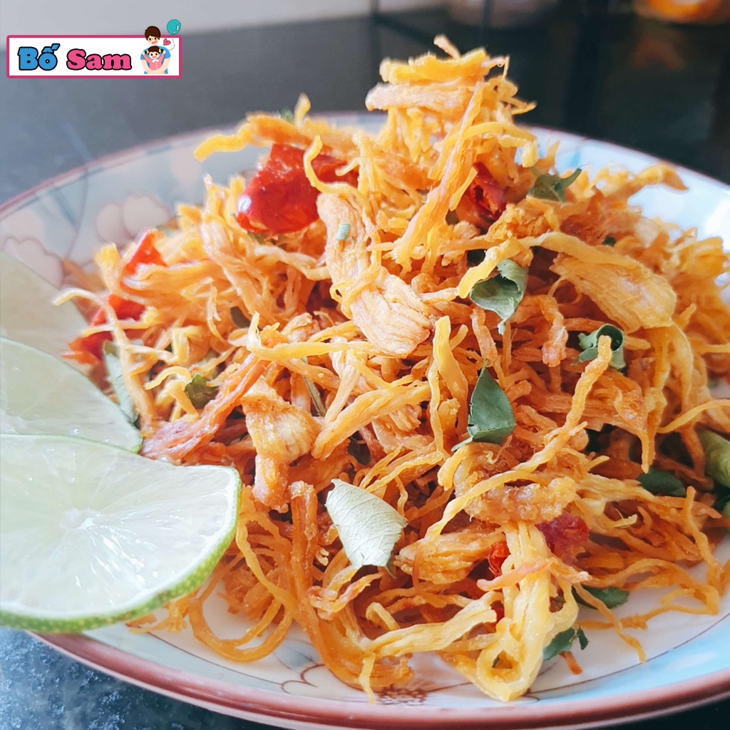 300g Gà khô lá chanh chuẩn loại 1 đồ ăn vặt ngon giòn đậm vị đồ ăn vặt Shop Bố Sam