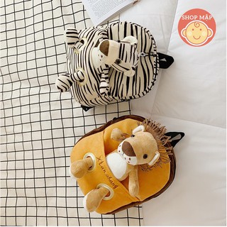 Balo mẫu giáo mầm non TTB011 siêu nhẹ cho bé hình thú bông dễ thương hình sư tử, ngựa vằn đi học đi chơi
