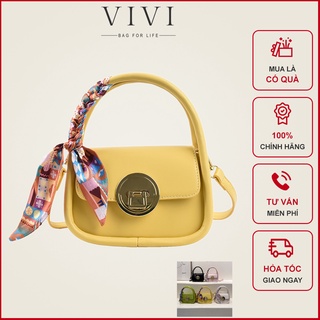 Túi xách cầm tay nữ có dây dài đeo chéo nhiều màu mix khăn buộc nơ xinh yêu - vivi