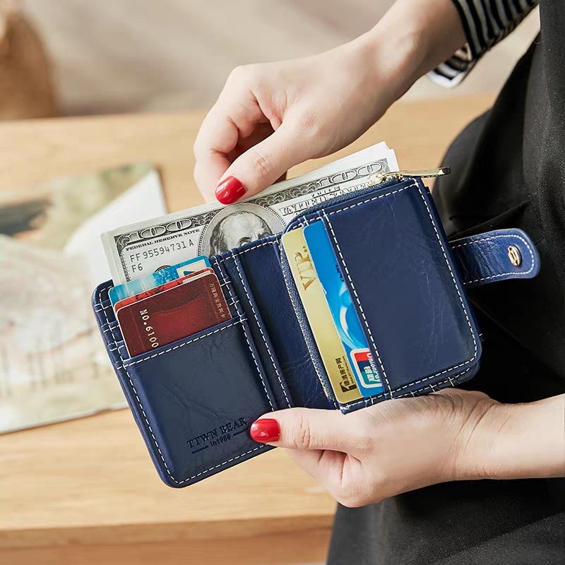 Ví Nữ Ngắn Gấp Gọn Đựng Tiền Đựng Nhiều Thẻ In Hình Gấu Dễ Thương Mẫu Mới