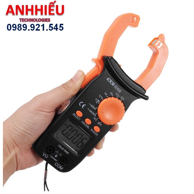 Ampe kìm đo dòng điện 600A, ACV/DCV, điện trở, tụ điện, thông mạch, tần số, nhiệt độ VICTOR VC 606B
