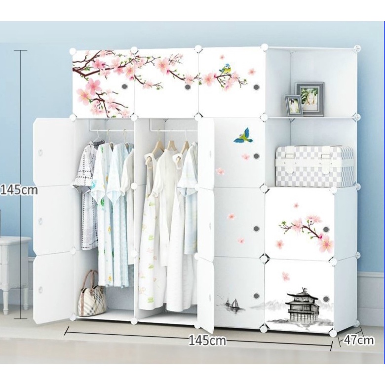 TỦ NHỰA LẮP GHÉP THÔNG MINH 16 Ô SÂU 47CM ( 2 XÉO )TREO GẤP QUẦN ÁO ĐA NĂNG (NHIỀU KIỂU)