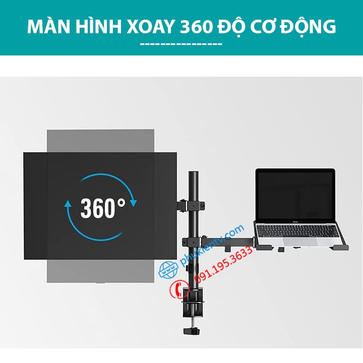 Giá Treo Màn Hình 17 - 32 Inch Kèm Giá Đỡ Laptop 10 - 17 Inch ErgoTek EZ4 - Tay 38 Cm [ Cao Cấp Hơn M074 / M076 ]