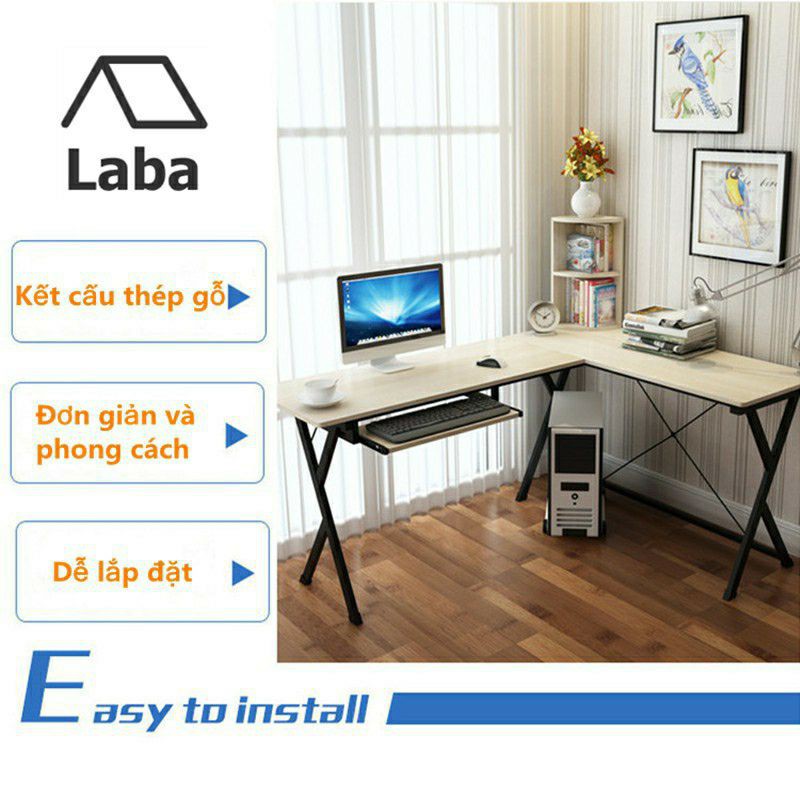 Bàn chữ L để máy tính và sách bằng gỗ ván ép dùng để học tập và làm việc | BigBuy360 - bigbuy360.vn
