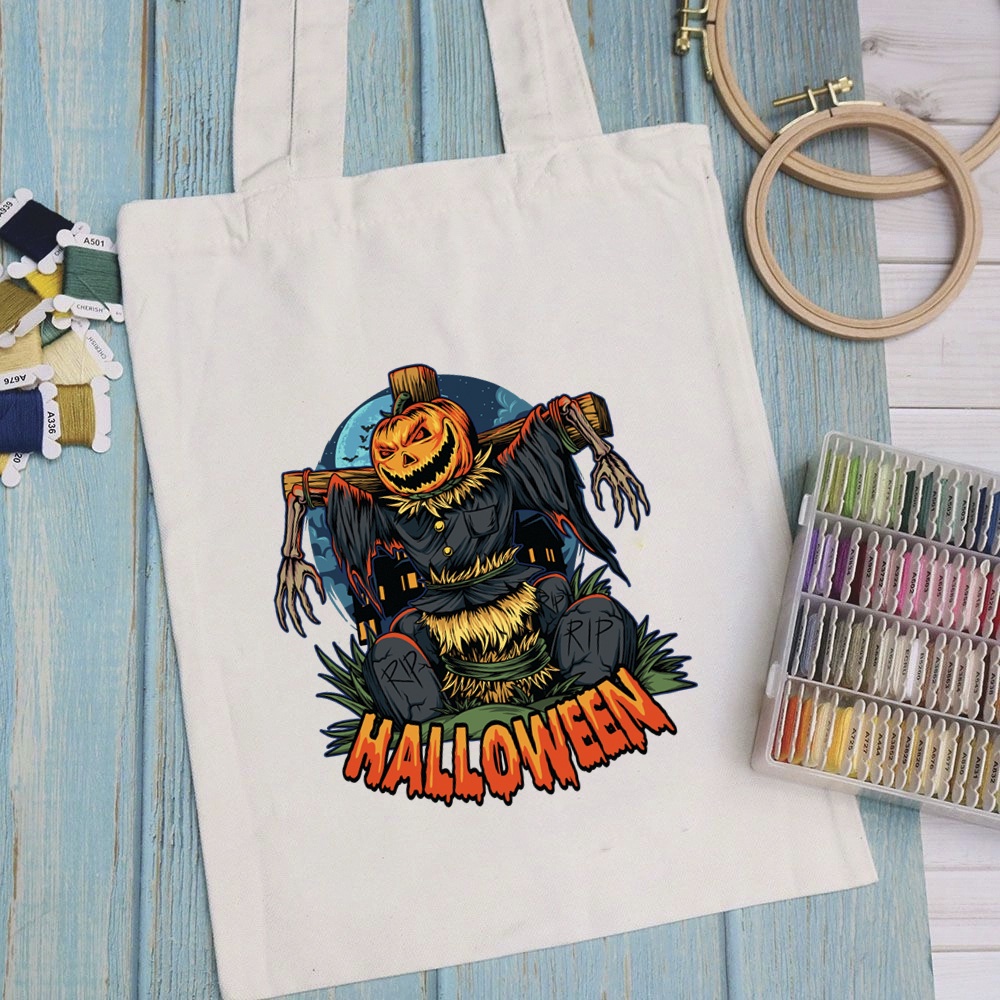 Túi vải túi Tote HALLOWEEN - Mẫu 4 vải canvas dày đẹp cho nữ có khóa miệng đi học đi chơi. In hình theo yêu cầu