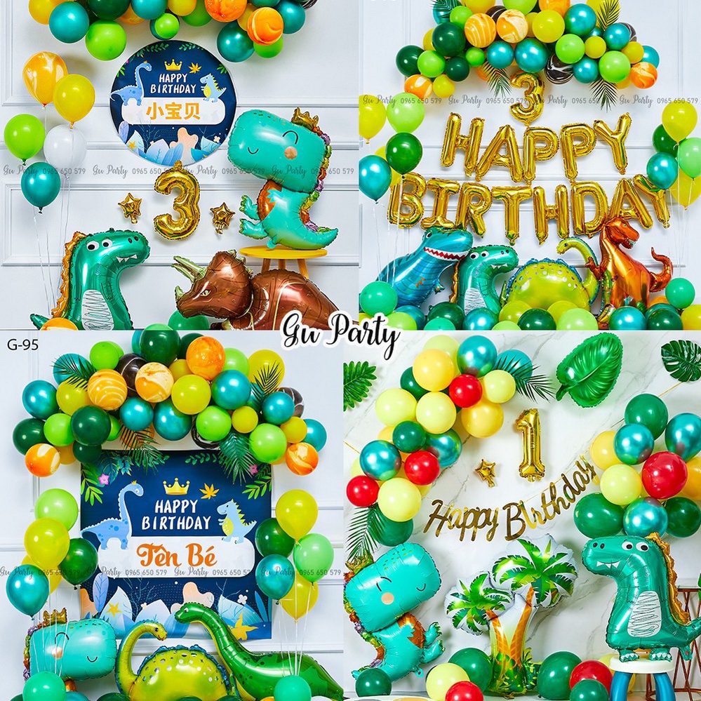 Set bóng trang trí sinh nhật chủ đề khủng long như hình