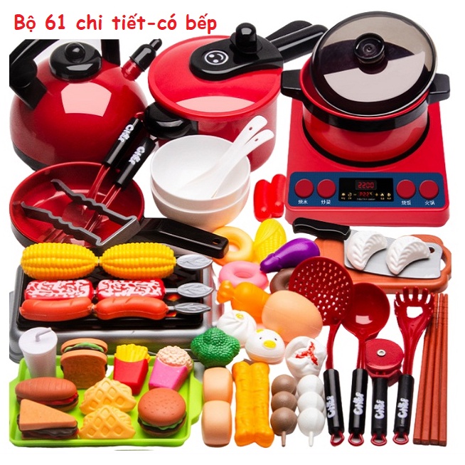 bộ đồ chơi nấu ăn nhà bếp cao cấp 61 chi tiết - đồ chơi nấu ăn cho bé