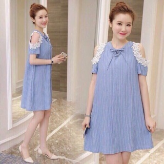 Đầm bầu suông tay phối ren hoa
