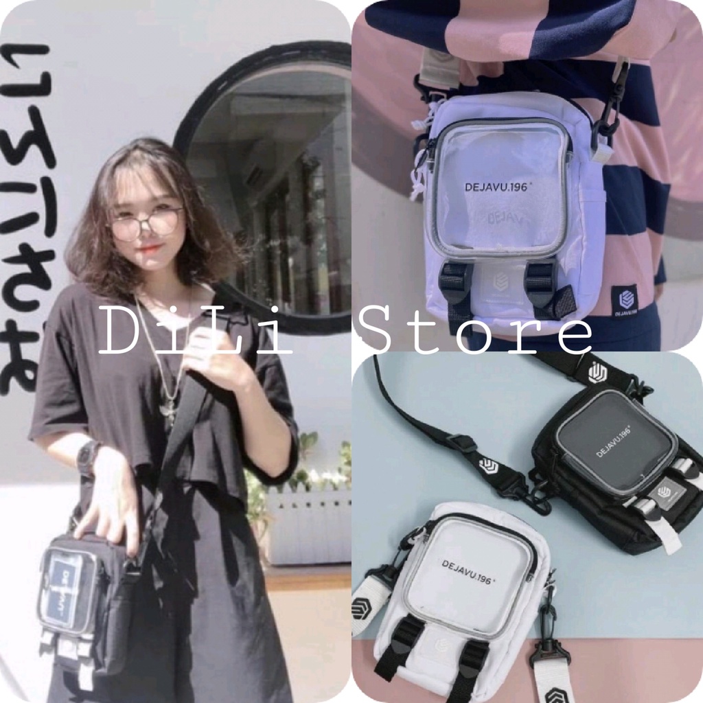 Túi đeo chéo 🍍, DEJAVU 196 túi xách nữ vai cho nam và nữ chất vải Canvas dáng Unisex 2 màu vải cứng giữ form túi đẹp