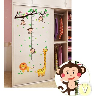 Decal dán tường Thước đo chiều cao khỉ con