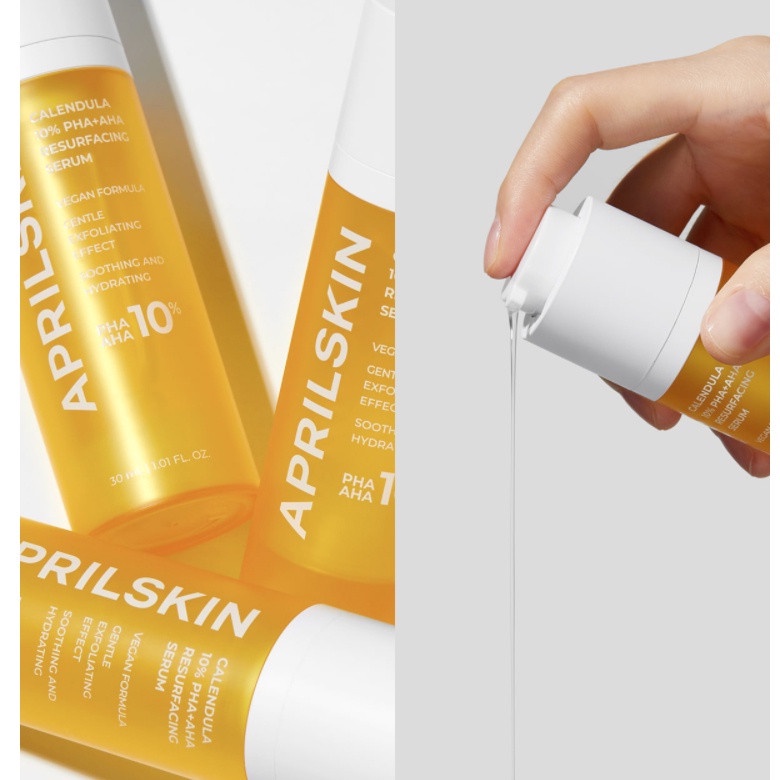 Tinh chất tái tạo dưỡng sáng da APRILSKIN Calendula 10% PHA-AHA Resurfacing Serum 30ml