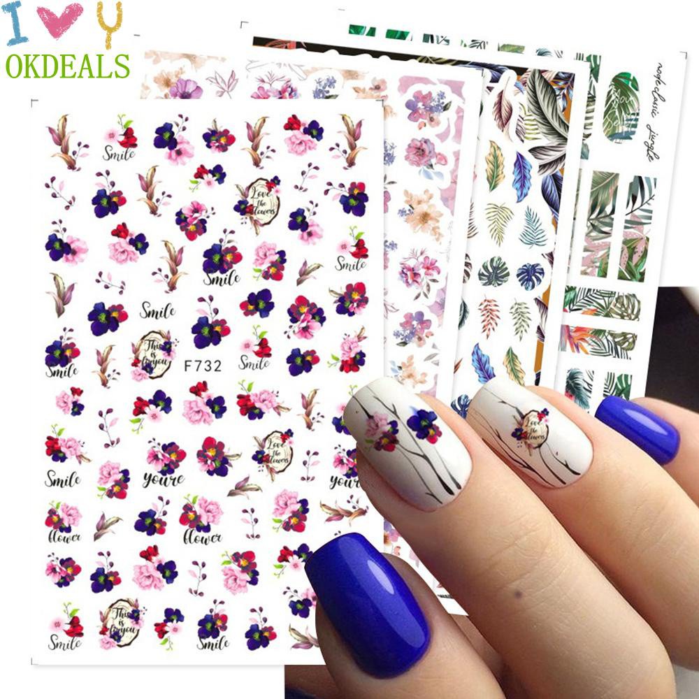 Miếng Dán Trang Trí Móng Tay Hình Hoa Lá 3D DIY