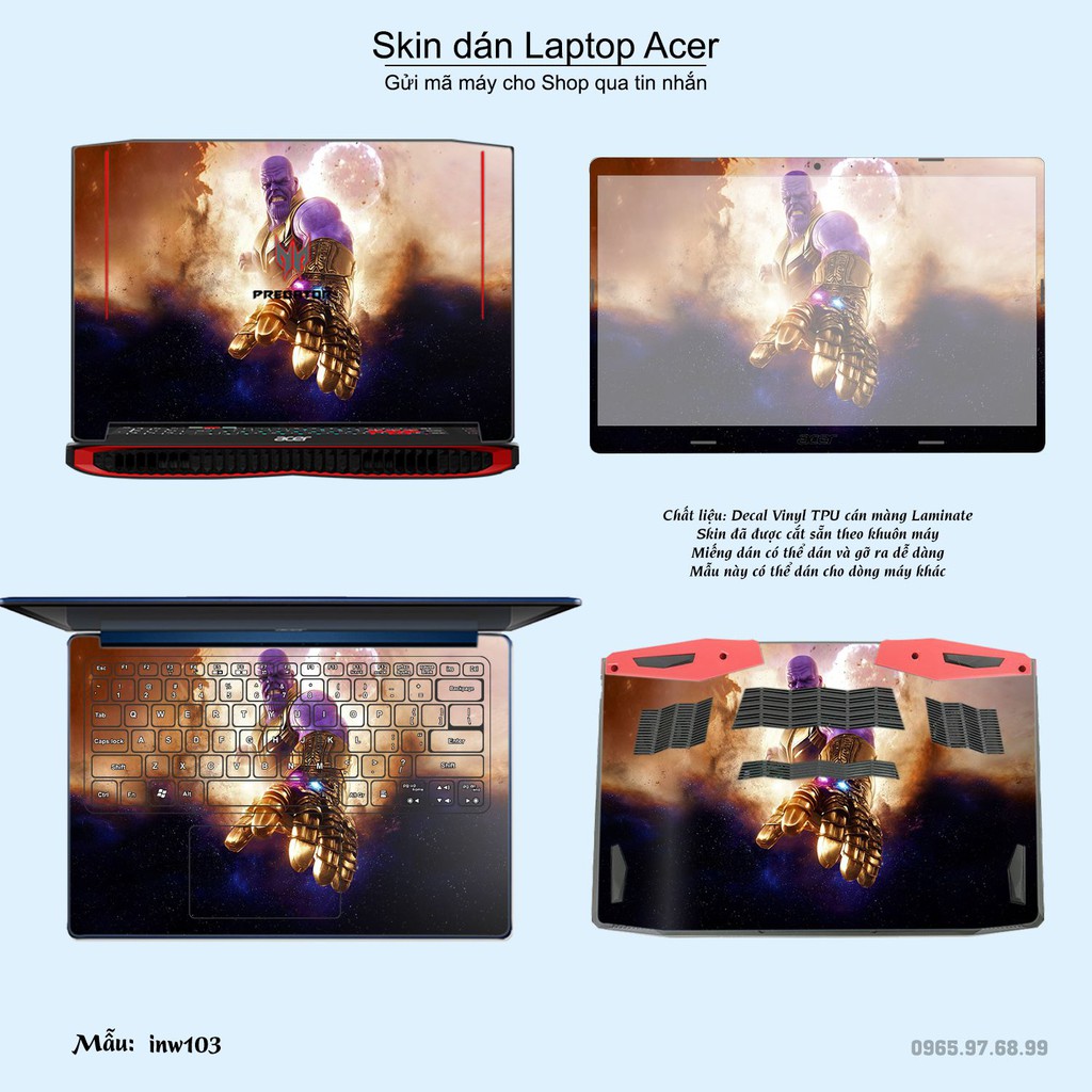 Skin dán Laptop Acer in hình Inifinity War (inbox mã máy cho Shop)
