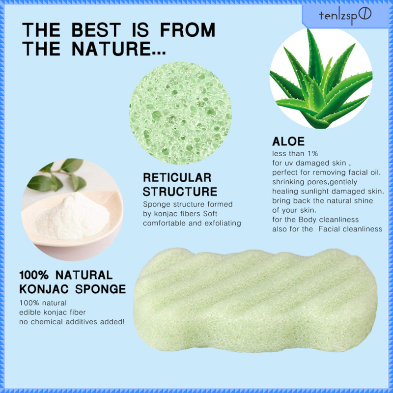 Konjac Sponge All Natural Original Pure Facial Sponge for All Skin Types - Ideal for Eczema,Rosacea,Psoriasis - Improve Skin Elasticity & Texture
