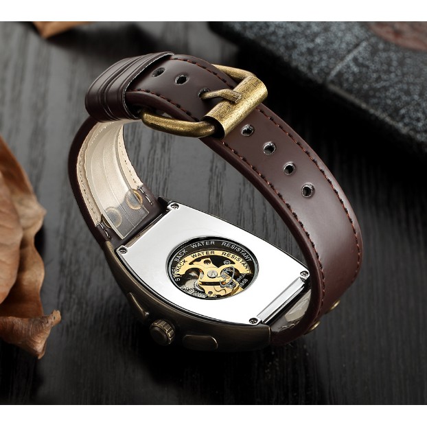 Đồng Hồ Cơ Cổ - Đồng Hồ Nam Automatic Shenghua dây đeo đinh tán khóa thời trang đồng hồ nam