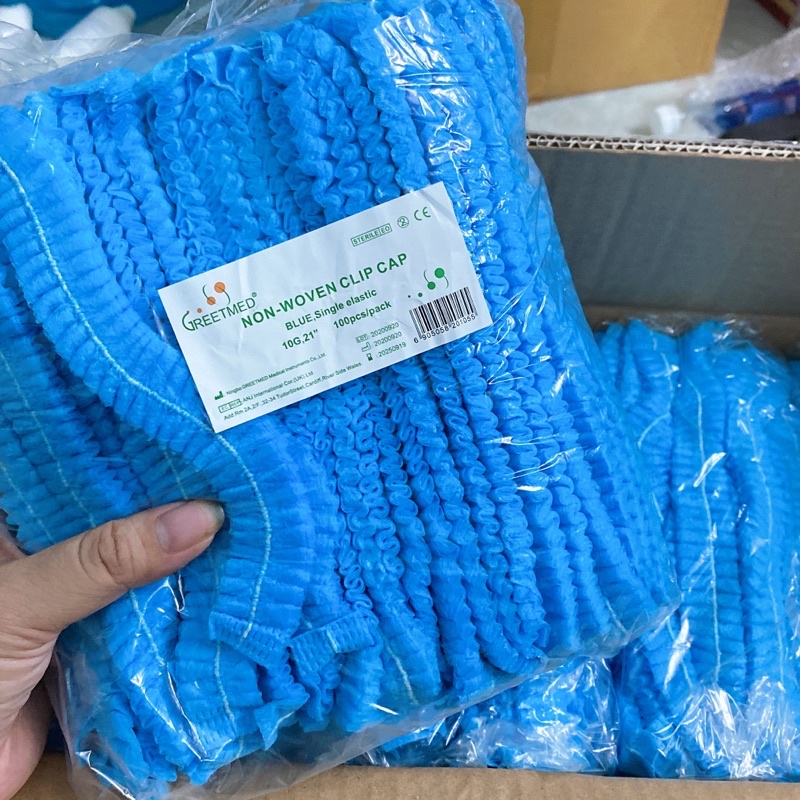 Bao tóc xếp/ Con sâu ( Bọc 100 cái), Nón con sâu, Nón giấy y tế