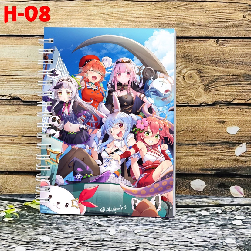 Sổ lò xo anime Hololive Gawr Gura - Usada Pekora(sổ 10x15cm, in hình 2 mặt khác nhau)