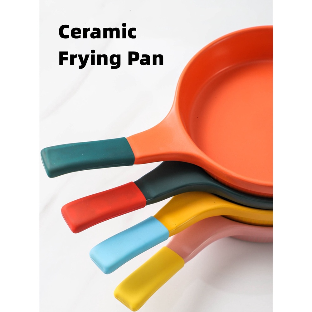 Ceramic Frying Pan Applicable to Open Fire Stove Only with Extended Handle and Glaze Smooth Surface | BigBuy360 - bigbuy360.vn