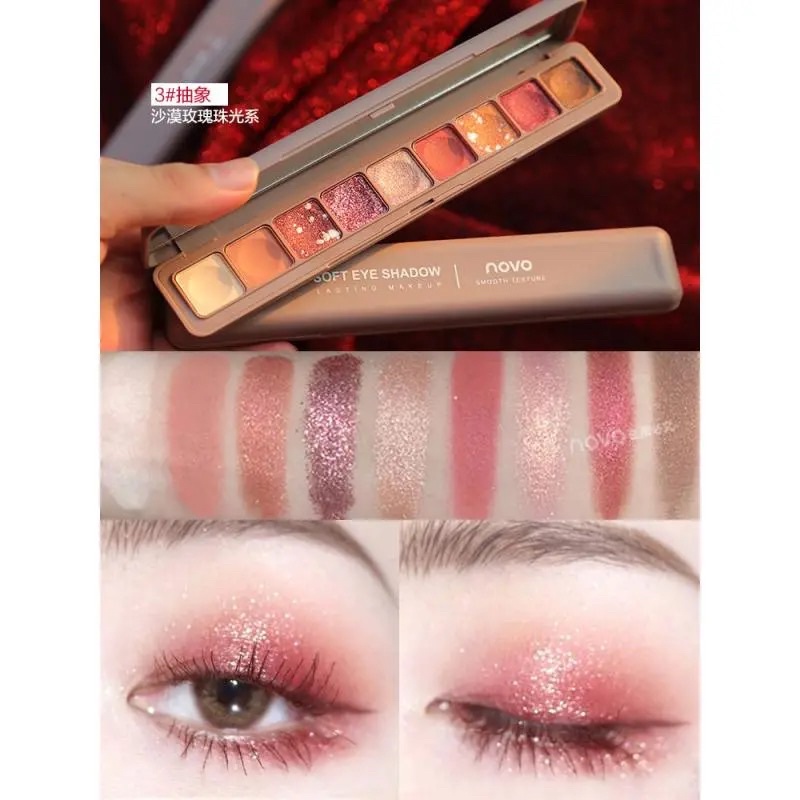 Bảng phấn mắt Soft eye nội địa trung Soft eye với 9 ô thiết kế nhỏ gọn hiện đại đầy đủ màu sắc phấn mịn-PMSOF0