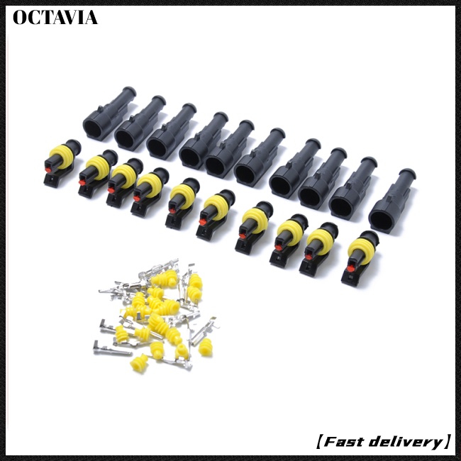 Bộ 10 đầu nối dây điện 1 pin chống nước cho xe hơi/xe máy/tàu thuyền