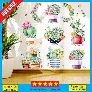 [8 chi tiết hoa đá, xương rồng] Decal dán tường trang trí tường cầu thang, phòng ngủ siêu đẹp, tranh trang trí, decor