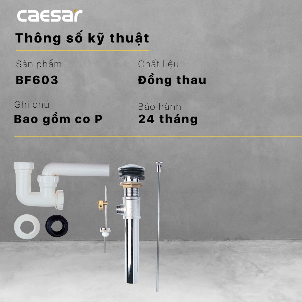 Bộ xi phông chậu rửa mặt BF603 (xả giật) Caesar