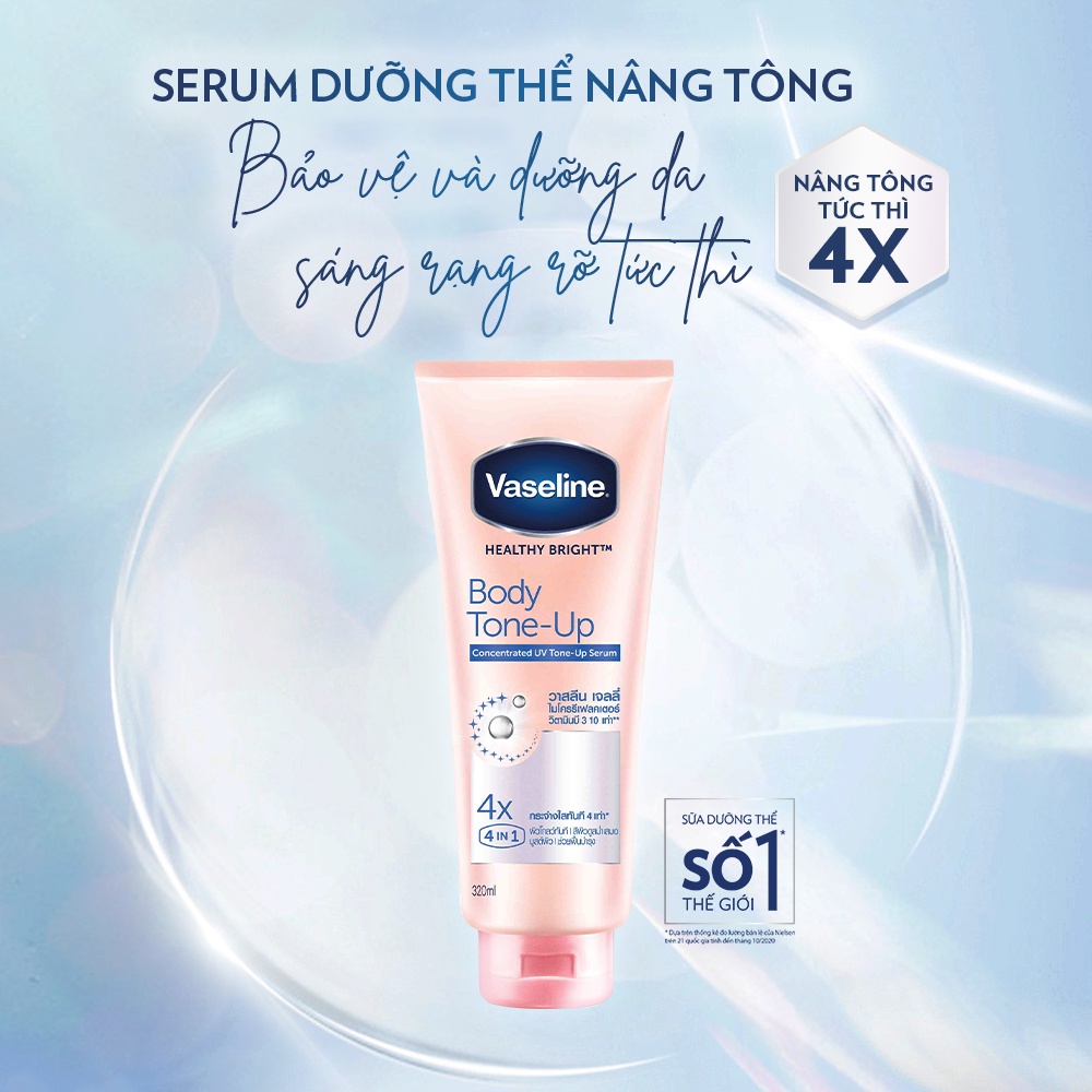 Combo Serum dưỡng thể nâng tông tức thì gấp 4 lần Vaseline Body Tone Up 320ML