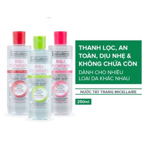 Nước tẩy trang Evoluderm Micellar Cleansing Water 250ml