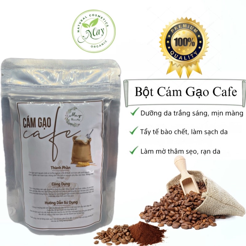 100g Bột Cám Gạo Cafe tắm trắng, tẩy tế bào chết nguyên chất Organic handmade