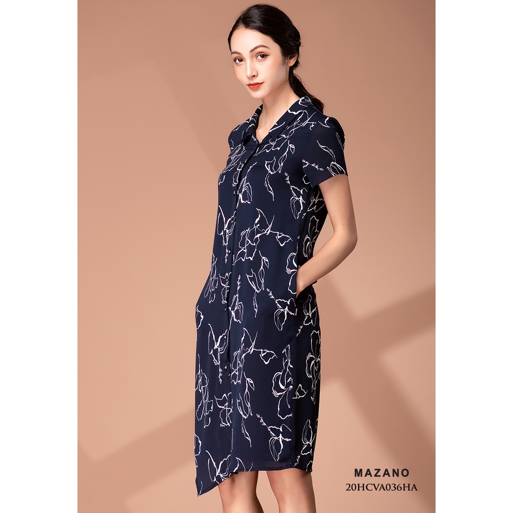 Váy suông xanh viền hoa trắng MAZANO MS 20HCVA036HA