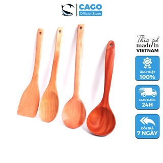 Bộ 4 Thìa/Muỗng/Xạn Gỗ - Chất Liệu Gỗ Nhãn - Chính Hãng CAGO