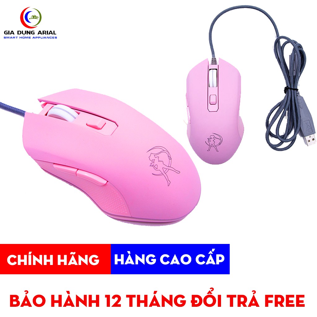 Chuột Máy Tính Có Dây BW-009 Màu Hồng Siêu Cute, Chuột Quang Gaming LED RGB Bảo Hành 6 Tháng