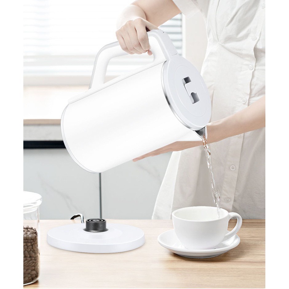 Ấm siêu tốc cách nhiệt 2 lớp inox 304 MELING 2 lít loại cao cấp, đun nhanh, kháng khuẩn tốt t03
