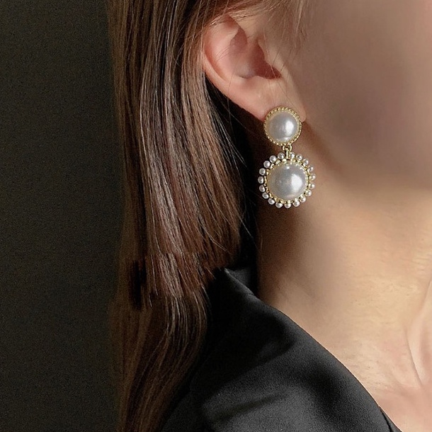 Bông Tai Đính Đá Và Ngọc Trai Thời Trang Phong Cách Hàn Quốc Cho Nữ