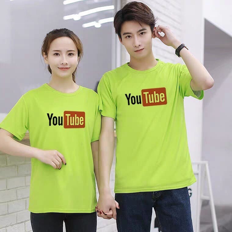 Áo Thun in hình YOUTUBE - Vải dày min - Dây cổ may tới vai