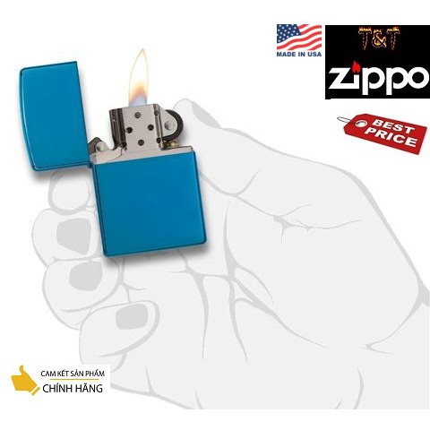 Zippo xanh saphire bóng