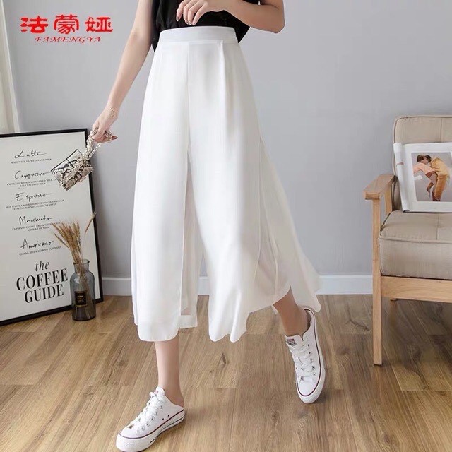 QUẦN ỐNG RỘNG NỮ GIẢ VÁY XẺ TÀ, QUẦN  VOAN ỐNG SUÔNG HAI LỚP | BigBuy360 - bigbuy360.vn