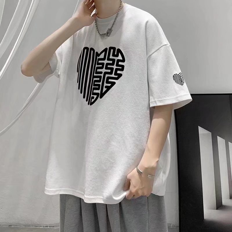 Áo Thun Mùa Hè Dáng Suông In Họa Tiết Chữ Thời Trang Phong Cách Hàn Quốc Cho Nam size M-8XL