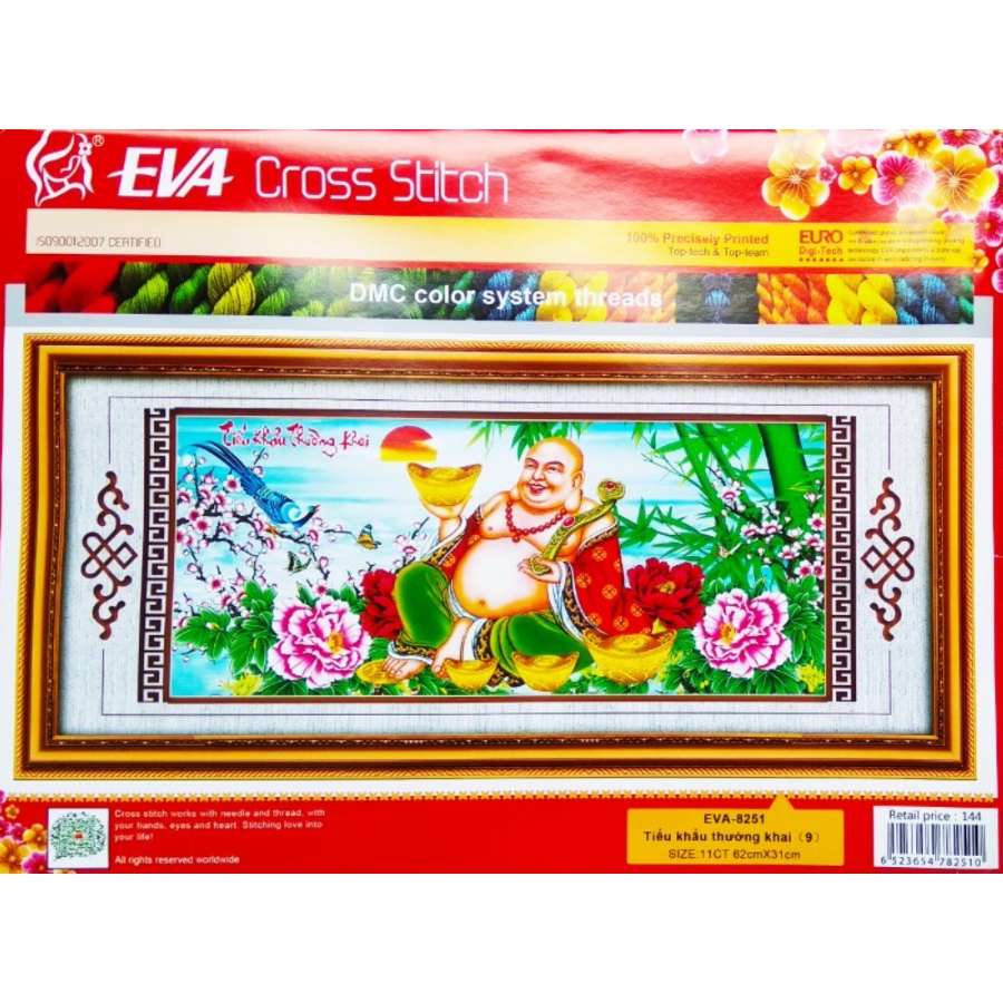 Tranh Thêu Chữ Thập 3D Tiếu Khẩu Trường Khai EVA8251 (KHÁCH TỰ THÊU) KT:62X31CM