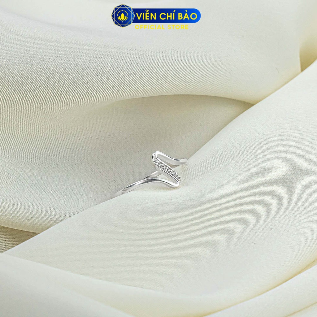 Nhẫn bạc nữ sóng đính đá chất liệu bạc 925 thời trang phụ kiện trang sức Viễn Chí Bảo N400236