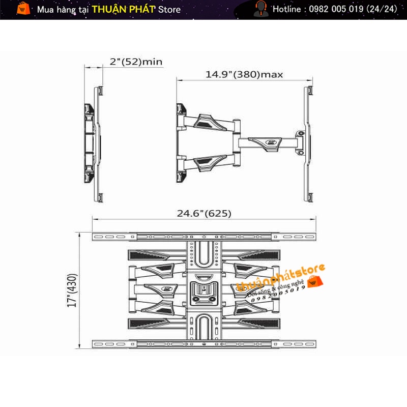 Giá Treo Tivi North Bayou NB-P6 Xoay Đa Năng 45-75 inch - Hàng Chính Hãng