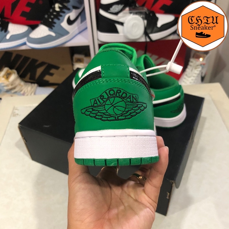 Giày thể thao nam nữ Jordan cổ thấp xanh lá da bóng phiên bản cao cấp giày sneaker nam nữ Jd1 cổ thấp
