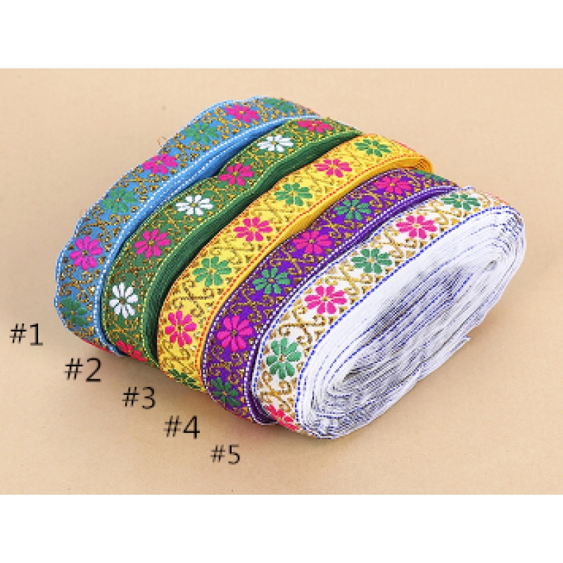 Ruy băng thêu hoa dài 2m rộng 2.2cm