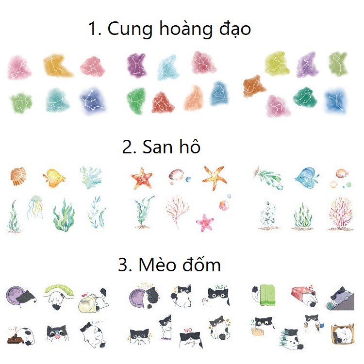 Hộp 40 sticker trang trí planner scrapbook SH4003